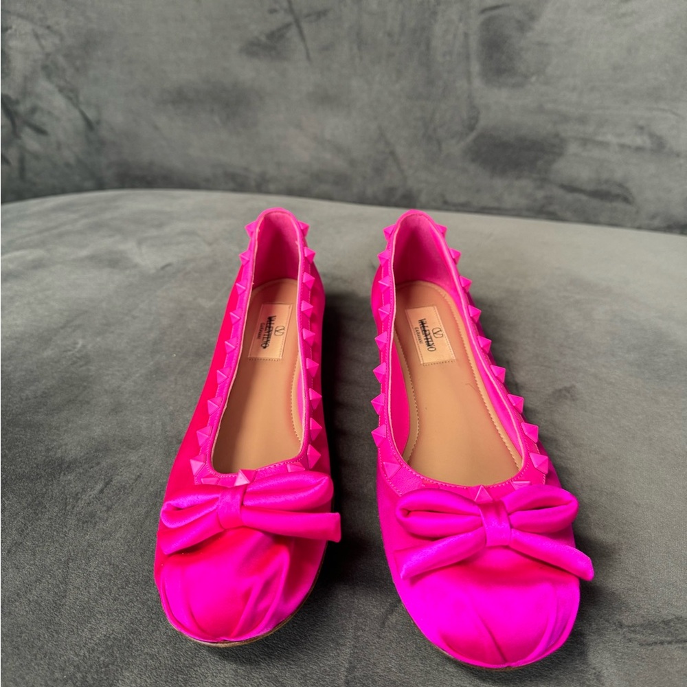 Valentino Garavani Satin Rockstud Ballerina Flats 6.5